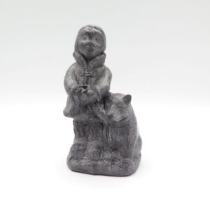soapstone carving boy with dog