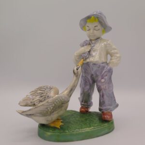 ceramic figurine boy with goose