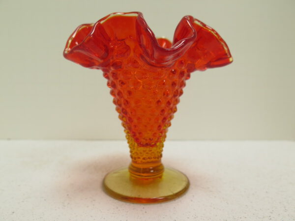 orange glass hobnail vase