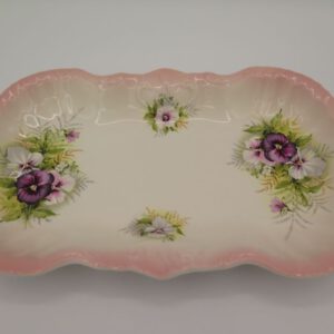 ceramic tray decorated with pansies