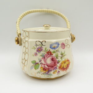 ceramic container decorated with flowers