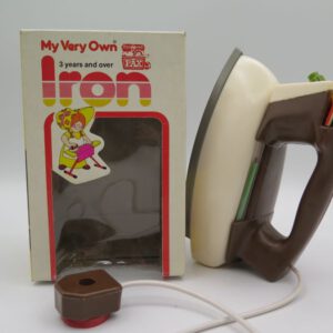 plastic toy iron with box